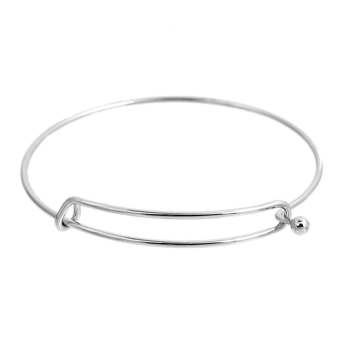 Immagine di Ottone Braccialetto Tondo Tono Argento Espandibile Barra singola lunghezza: 22cm - 20cm 1 Pz