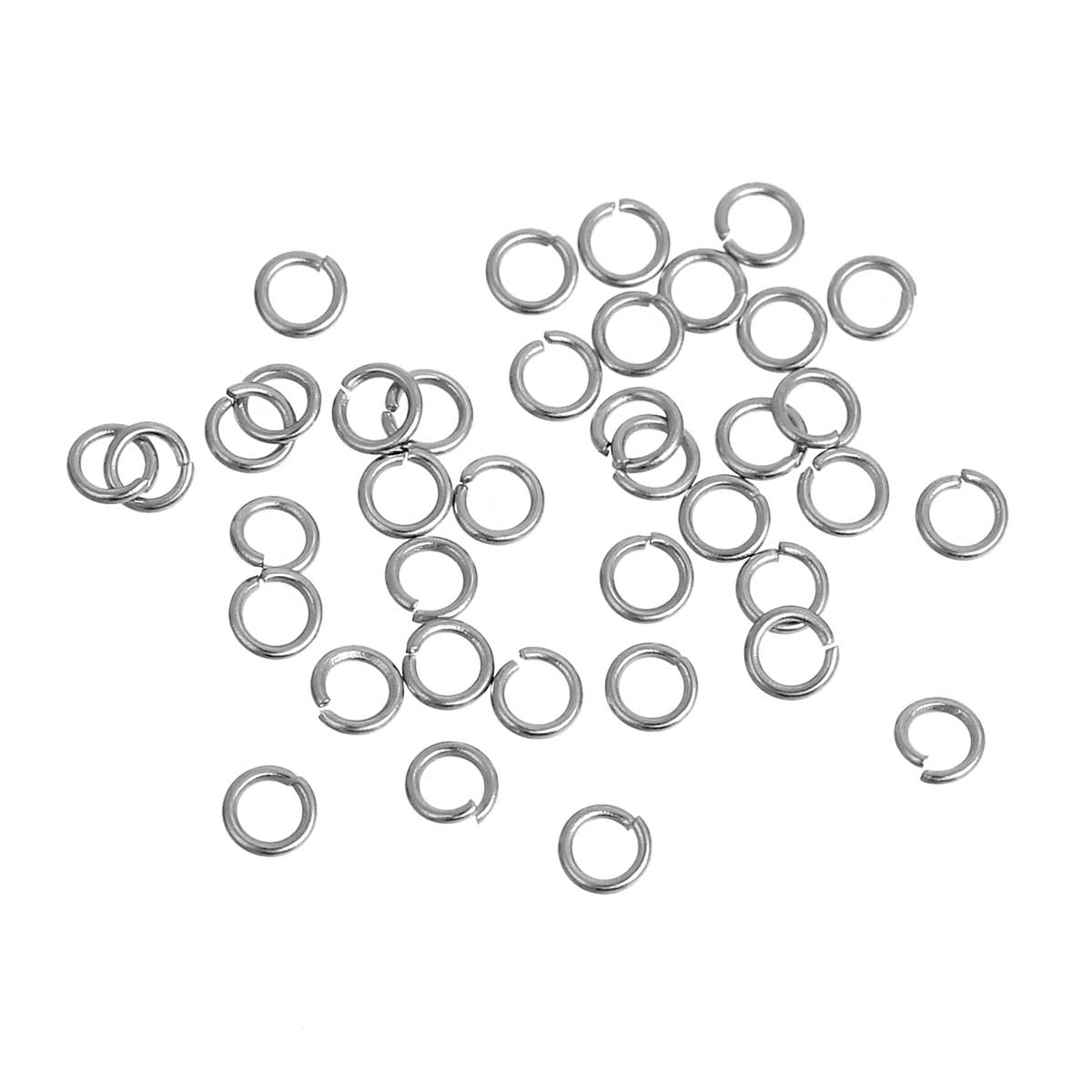 Picture of 500 PCs 3mm Dia., 0.5mm(24 gauge) 304 Stainless Steel Open Jump Rings Findings For Jewelry Making Silver Tone Round