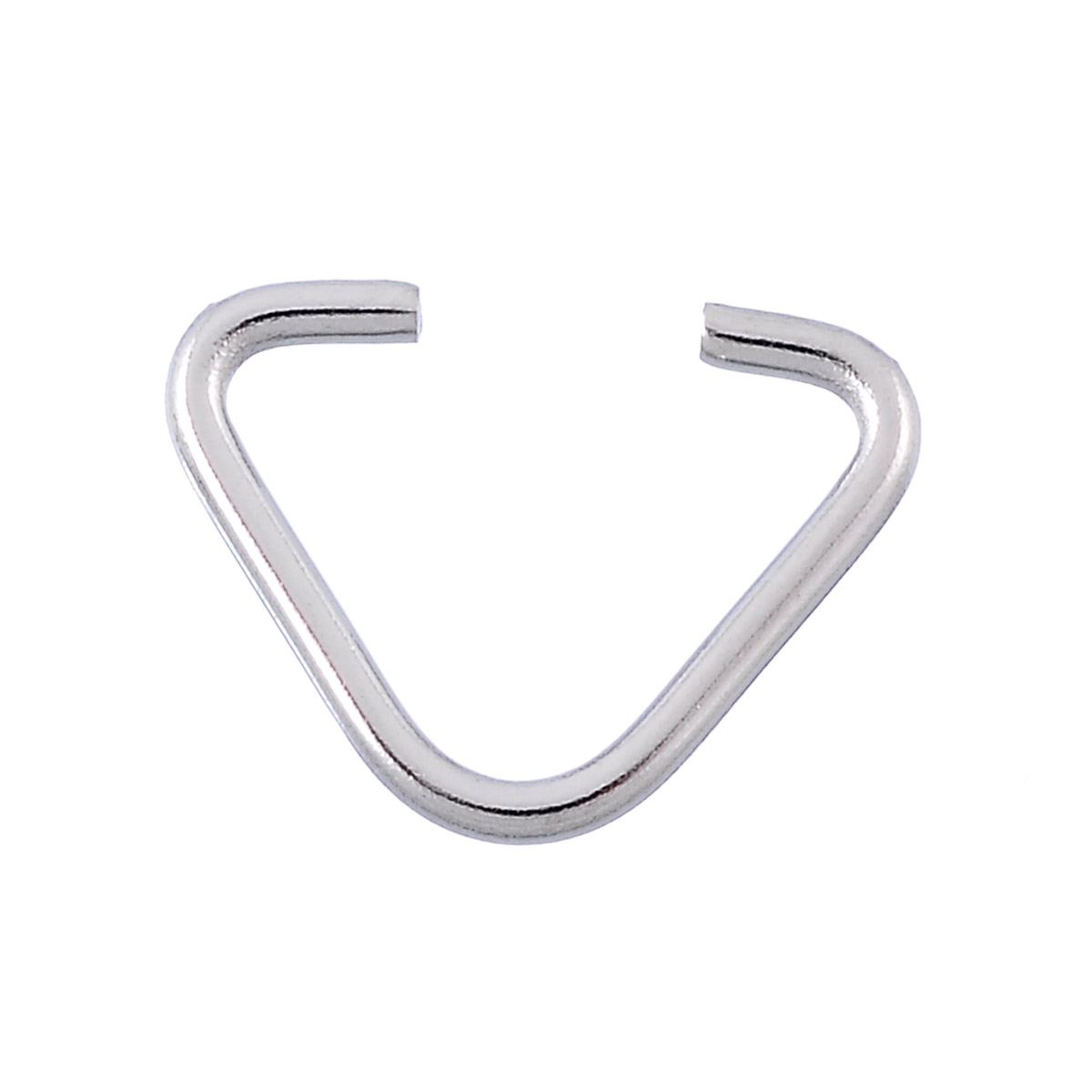 Picture of 30 PCs 13mm x 10mm, 1.2mm(17 gauge) 304 Stainless Steel Open Jump Rings Findings For Jewelry Making Silver Tone Triangle