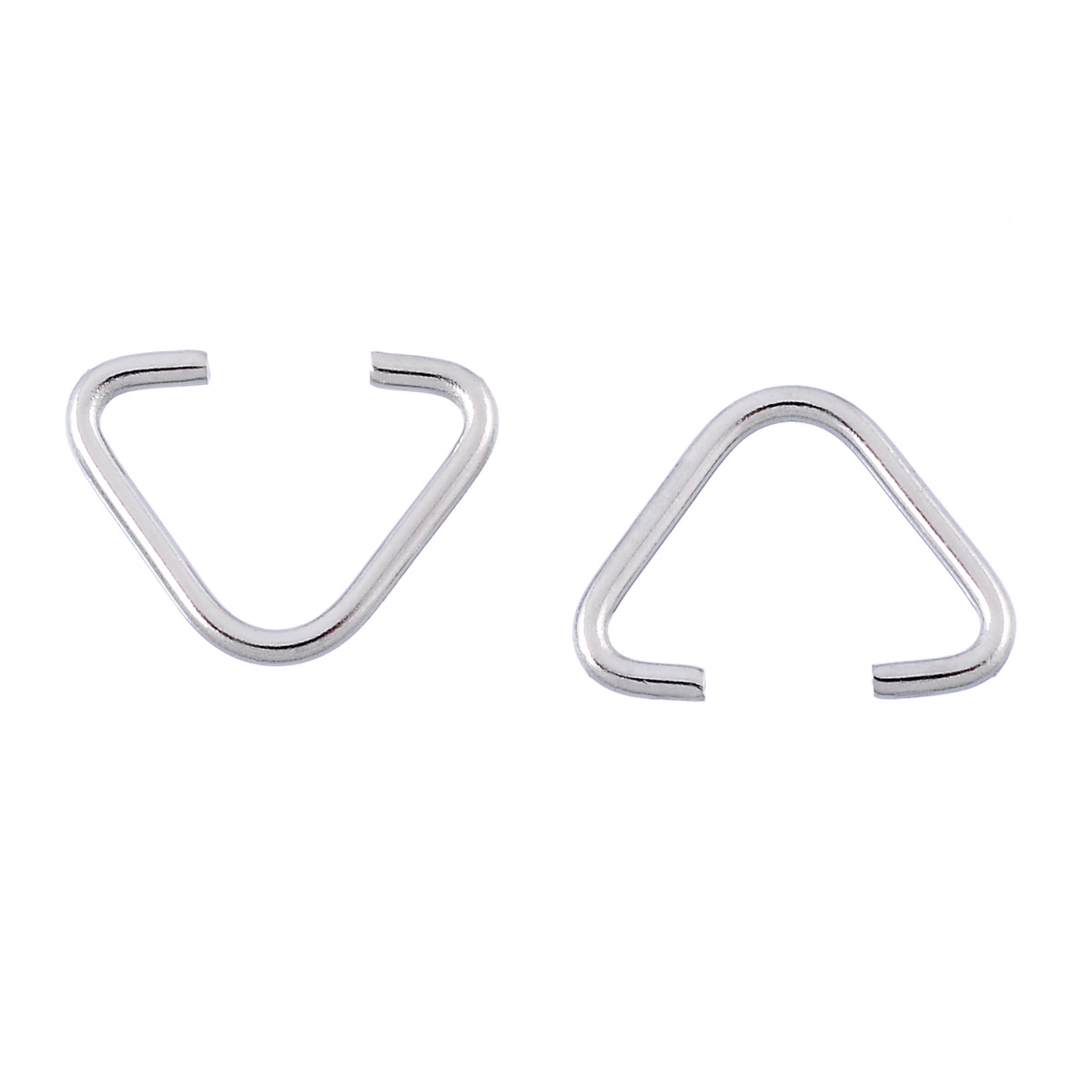 Picture of 30 PCs 13mm x 10mm, 1.2mm(17 gauge) 304 Stainless Steel Open Jump Rings Findings For Jewelry Making Silver Tone Triangle