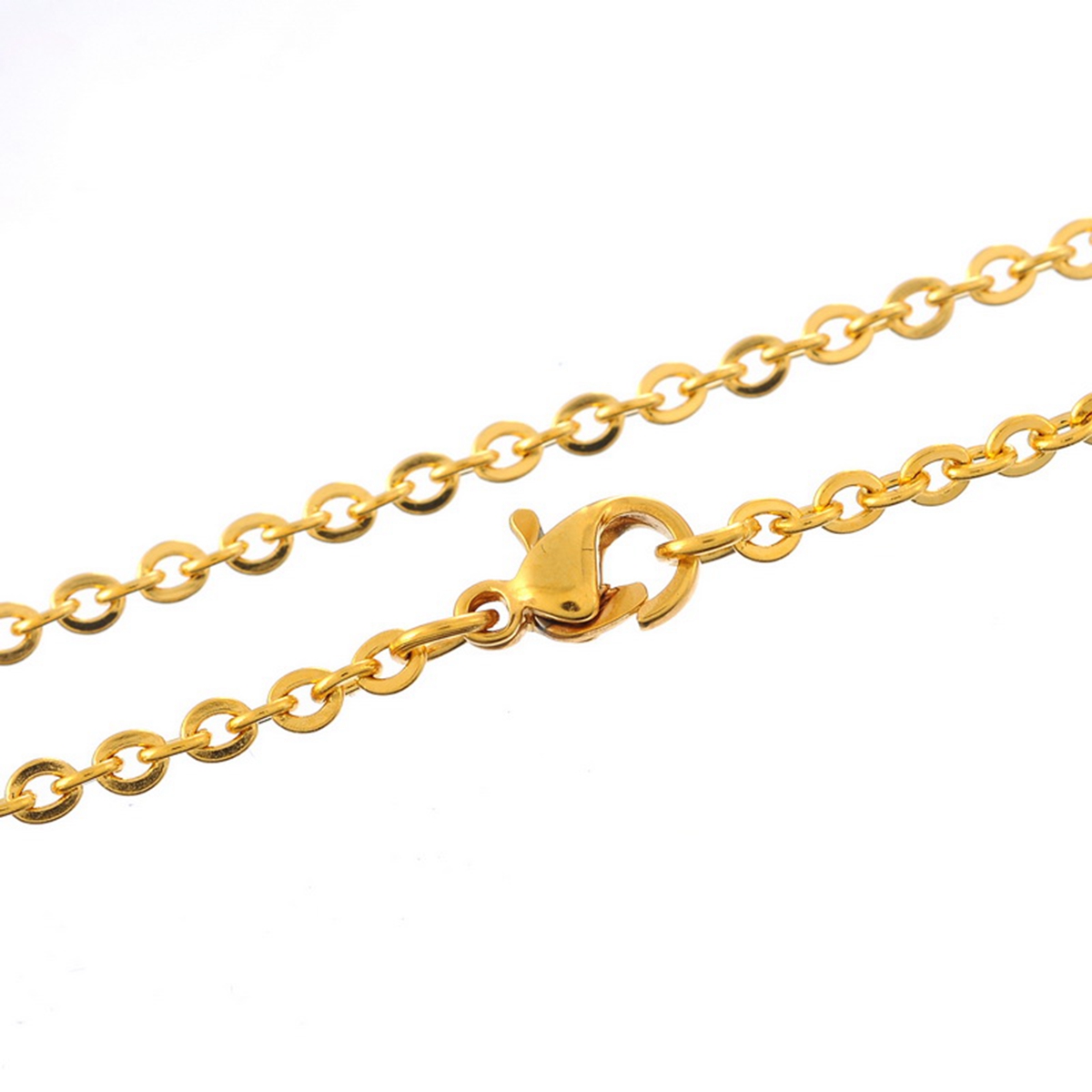 Picture of 1 Piece Vacuum Plating 304 Stainless Steel Link Cable Chain Necklace For DIY Jewelry Making Gold Plated 50cm(19 5/8") long