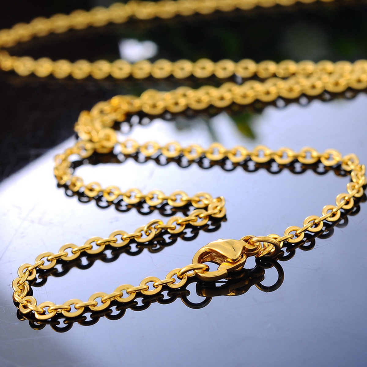 Picture of 1 Piece Vacuum Plating 304 Stainless Steel Link Cable Chain Necklace For DIY Jewelry Making Gold Plated 50cm(19 5/8") long
