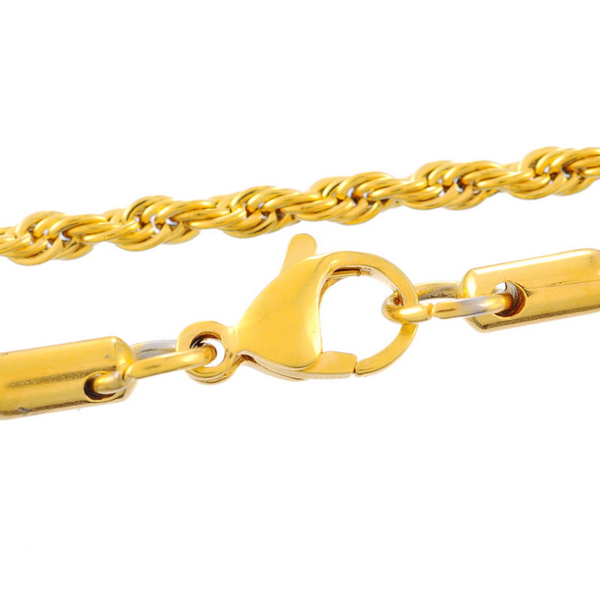 Picture of 304 Stainless Steel Jewelry Braiding Chain Necklace Gold Plated 55cm(21 5/8") long, Chain Size: 4mm(1/8"), 1 Piece