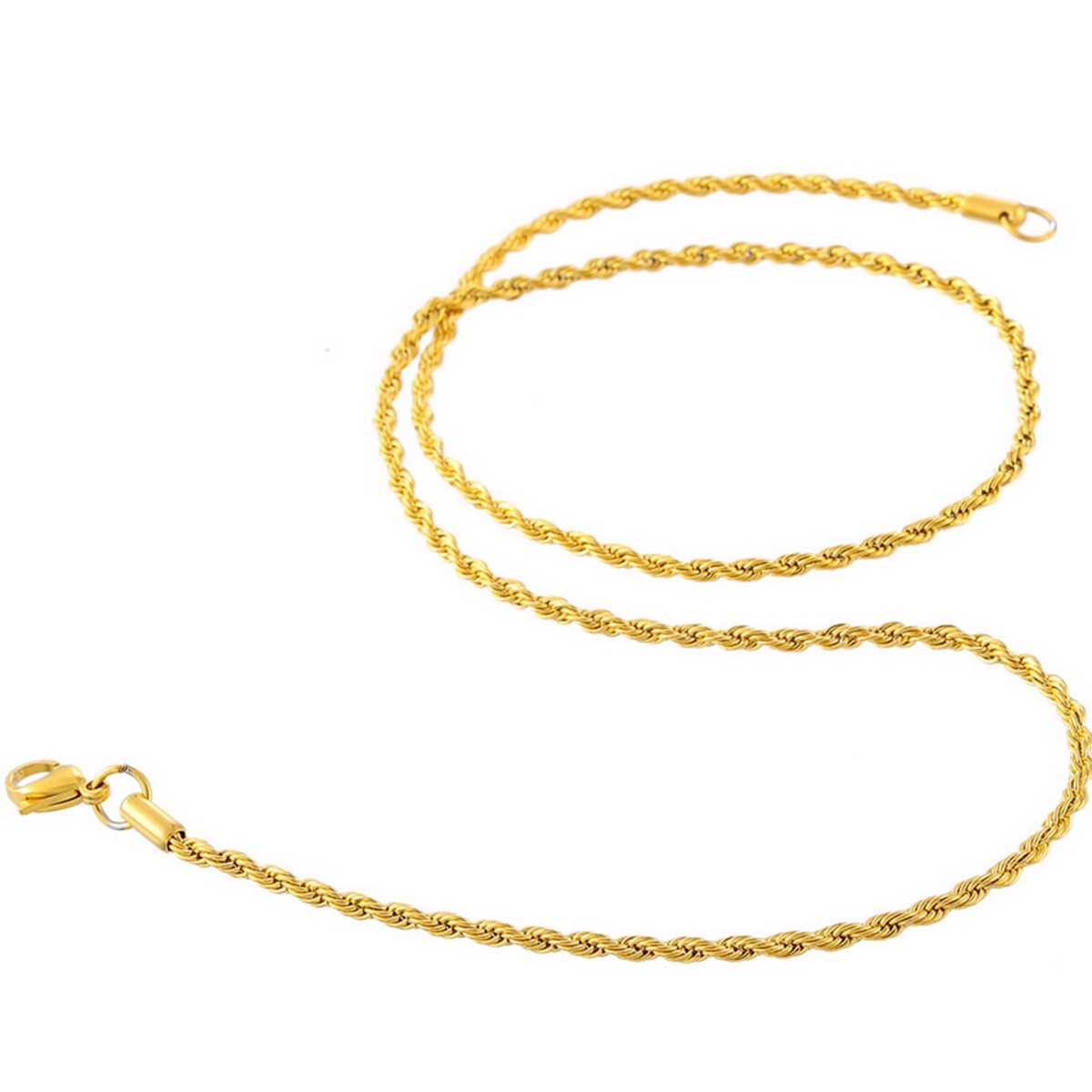 Picture of 304 Stainless Steel Jewelry Braiding Chain Necklace Gold Plated 55cm(21 5/8") long, Chain Size: 4mm(1/8"), 1 Piece