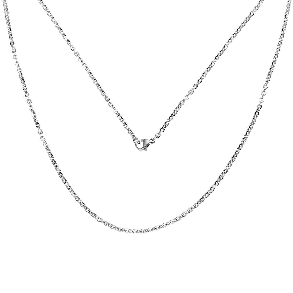 Picture of 304 Stainless Steel Link Cable Chain Jewelry Necklace Silver Tone 50cm(19 5/8") long, Chain Size: 3x2.5mm(1/8"x1/8"), 1 Piece