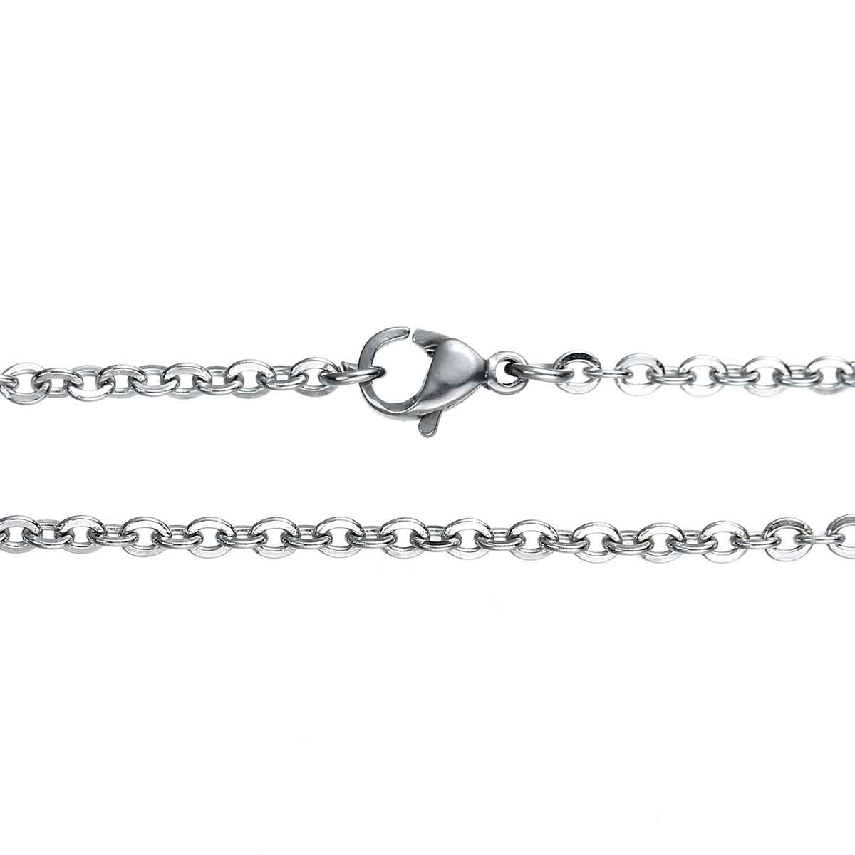 Picture of 304 Stainless Steel Link Cable Chain Jewelry Necklace Silver Tone 50cm(19 5/8") long, Chain Size: 3x2.5mm(1/8"x1/8"), 1 Piece