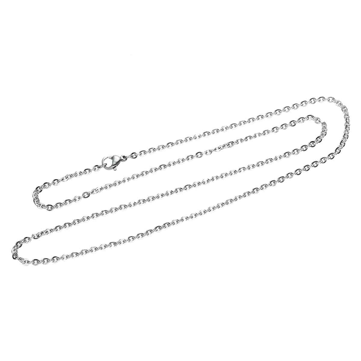 Picture of 304 Stainless Steel Link Cable Chain Jewelry Necklace Silver Tone 50cm(19 5/8") long, Chain Size: 3x2.5mm(1/8"x1/8"), 1 Piece