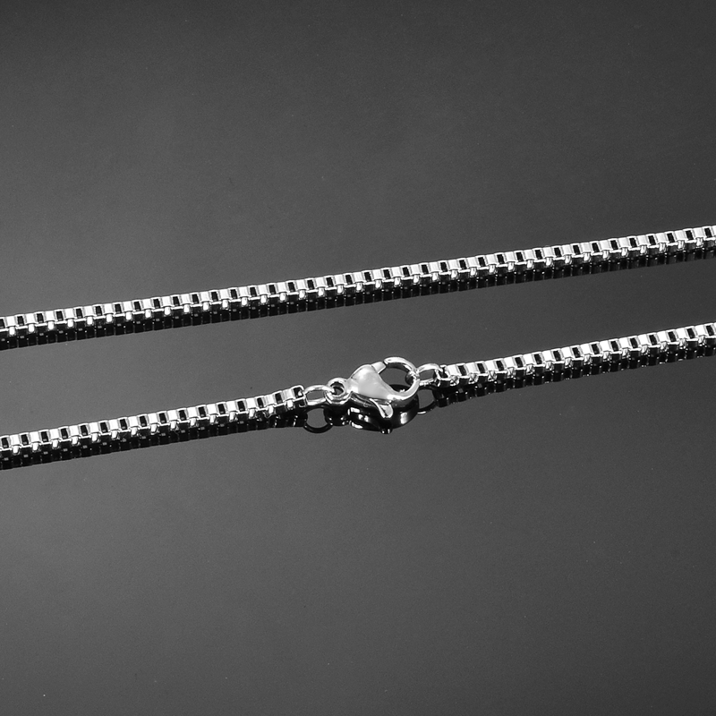 Picture of 304 Stainless Steel Jewelry Box Chain Necklace Silver Tone 55cm(21 5/8") long, Chain Size: 2x2mm(1/8"x1/8"), 1 Piece
