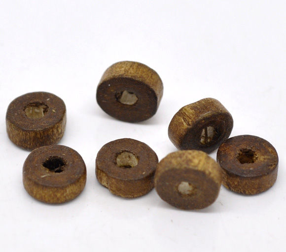 Picture of Coffee Rondelle Natural Wood Spacer Beads 8mm, sold per packet of 1000