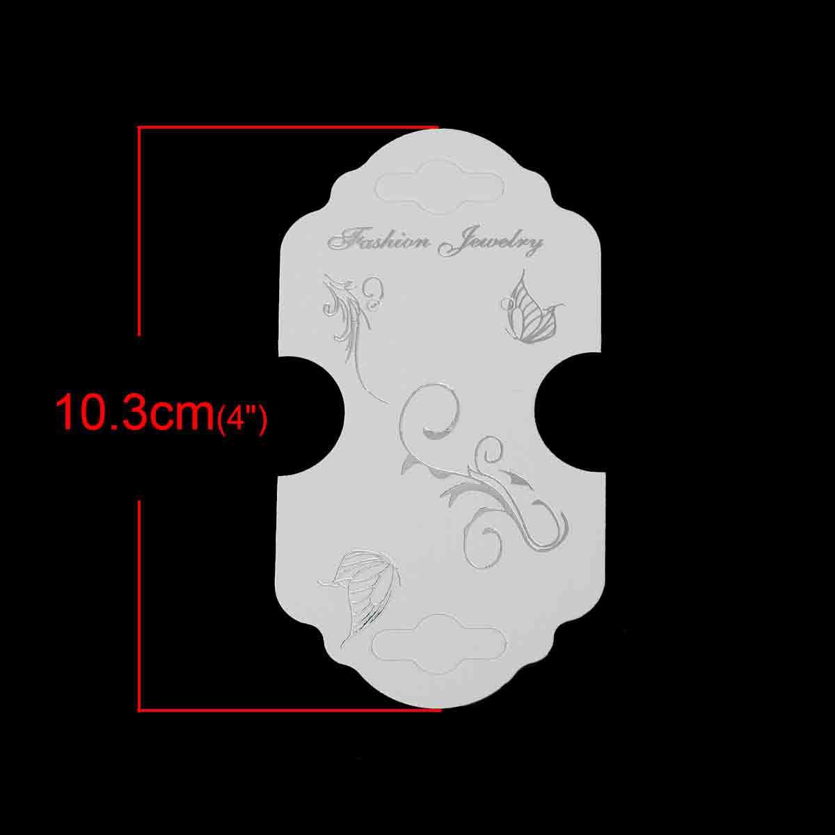 Picture of Paper Jewelry Necklace Display Card White Flower Pattern 10.3cm x 5.5cm, 1 Bundle (Approx 200 Sheets/Bundle)