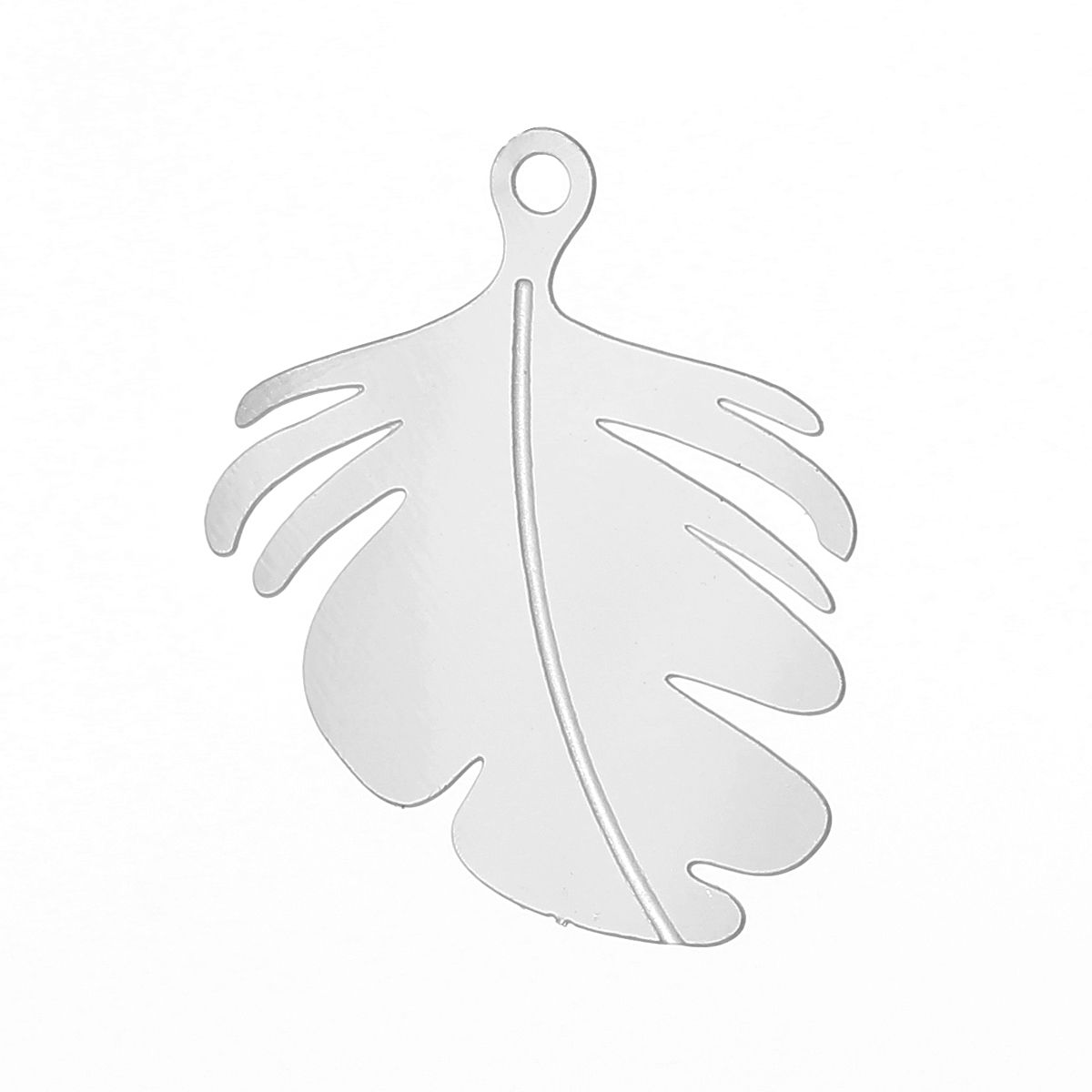 Immagine di 304 Acciaio Inossidabile Etichette di Stampaggio Vuote Ciondoli Foglia Tono Argento Lucidatura Unilaterale 24mm x 20mm , 20 Pz