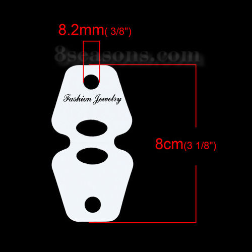 Изображение Бумага Ювелирное ожерелье Показать карту Белый " FASHION JEWELRY" 8см x 4см, 100 Листов