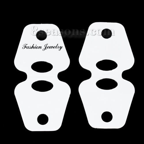 Изображение Бумага Ювелирное ожерелье Показать карту Белый " FASHION JEWELRY" 8см x 4см, 100 Листов