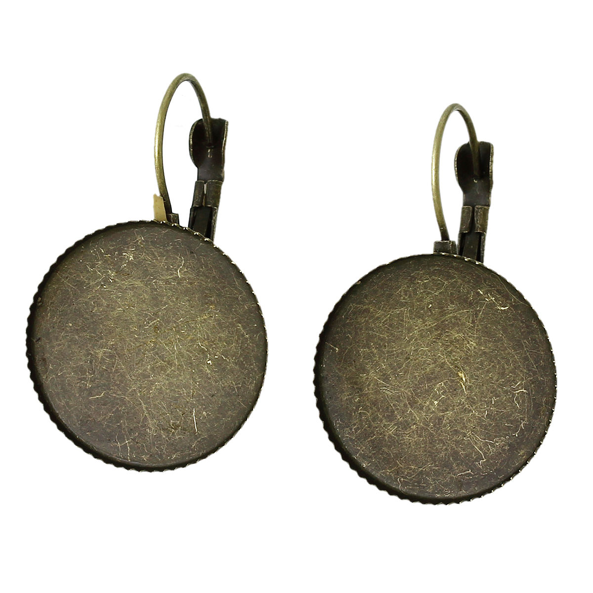 Picture of Brass Clip On Earring Cabochon Settings Round Antique Bronze (Fits 20mm Dia) 33mm(1 2/8") x 21mm( 7/8"), Post/ Wire Size: (20 gauge), 2 PCs