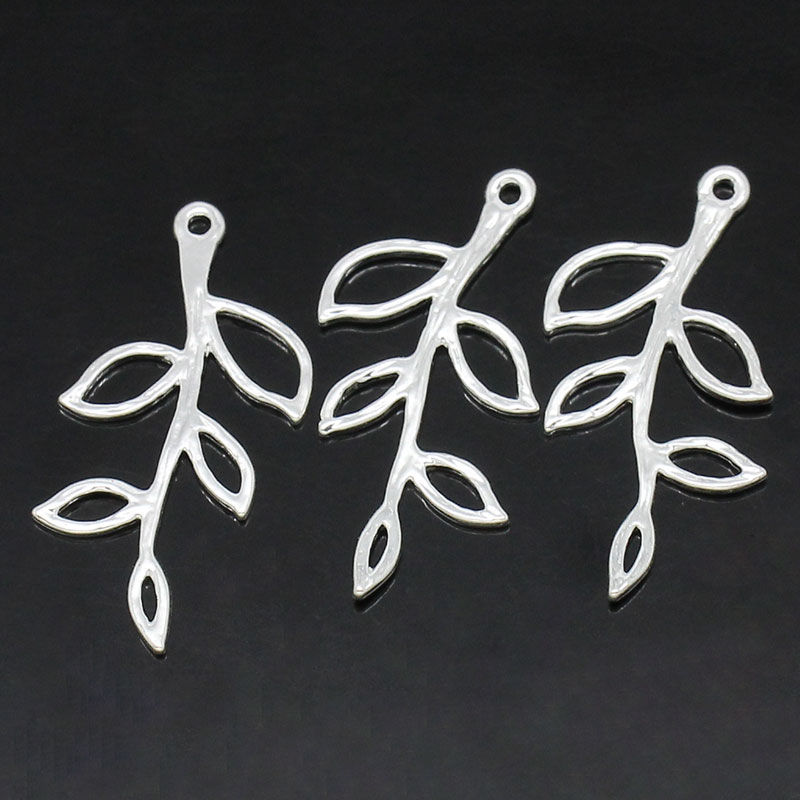 Bild von Messing Anhänger Blätter Versilbert 22mm-23mm x 11mm-13mm, 10 Stück