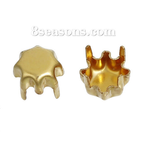 Immagine di Ottone Base per Cammeo Fiore Colore di Ottone Basi per Cabochon (Adatto 4mm) 5mm x 5mm, 500 Pz