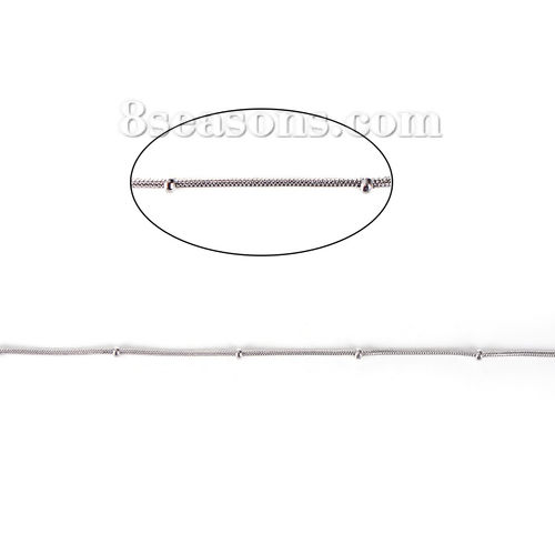 Picture of Stainless Steel Snake Chain Silver Tone 2mm( 1/8") Dia. 1.2mm, 3 M