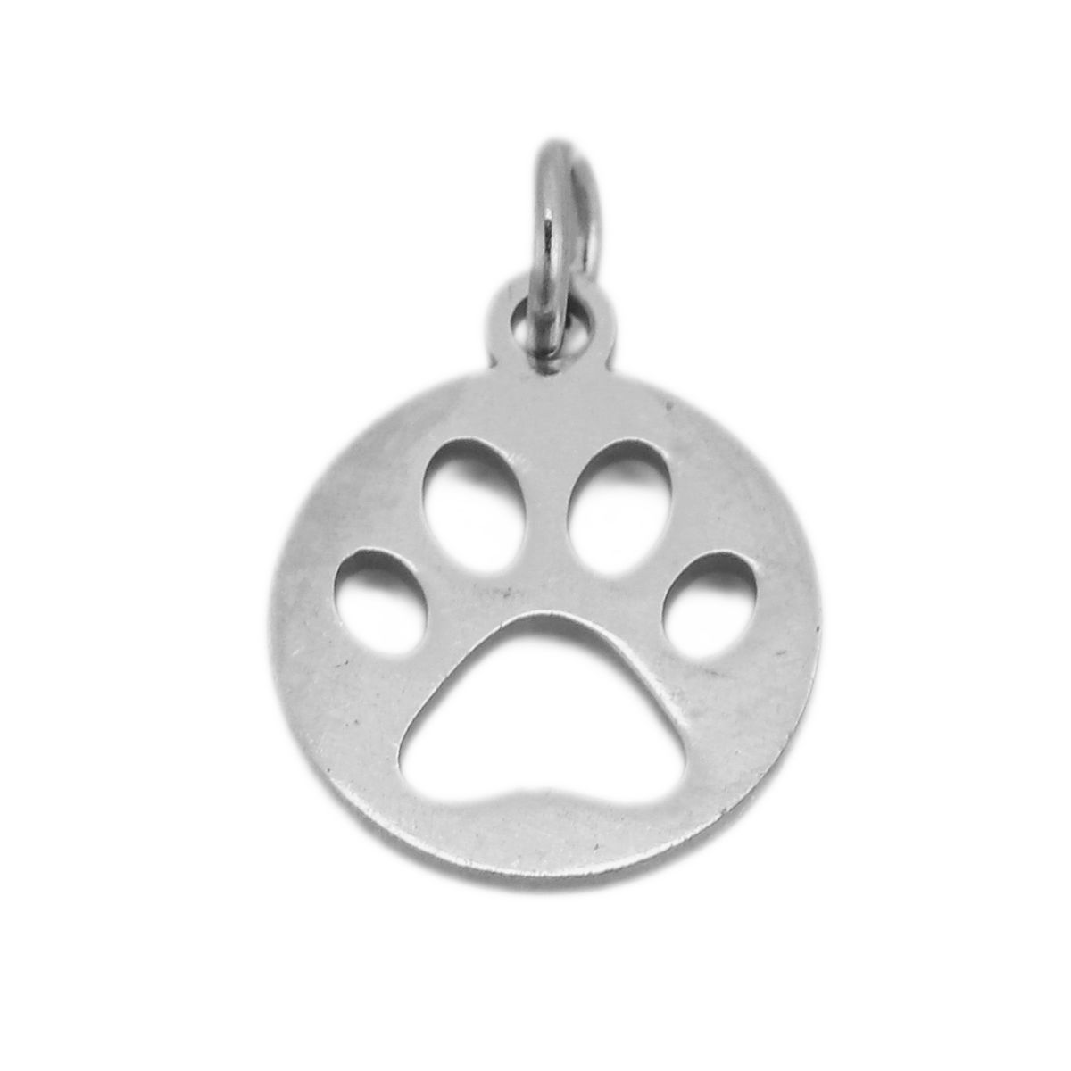 Picture of Stainless Steel Charms Dog's Paw Round W/ Jump Ring