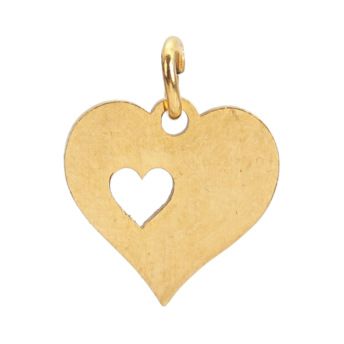 Picture of 304 Stainless Steel Charms Heart Gold Plated W/ Jump Ring 16mm( 5/8") x 13mm( 4/8"), 3 PCs”