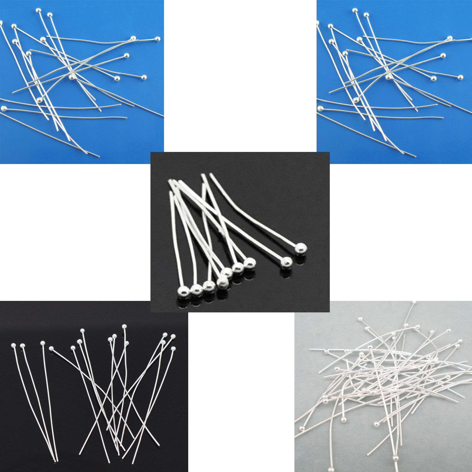 Picture of Brass Ball Head Pins Silver Plated 25mm(1") long, 0.5mm (24 gauge), 500 PCs
