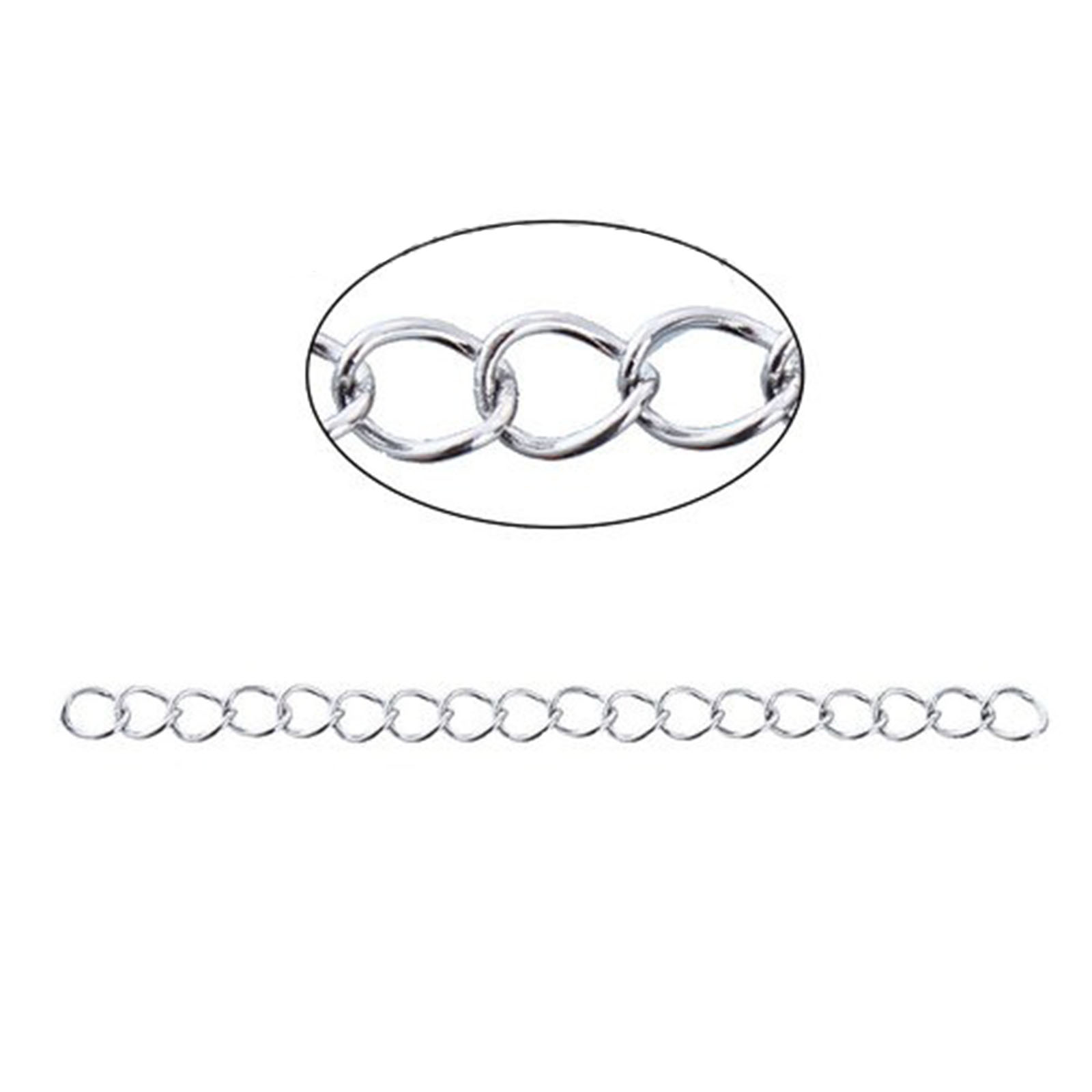 Picture of Stainless Steel Extender Chain For Jewelry Necklace Bracelet Silver Tone 7cm(2 6/8") long, 20 PCs