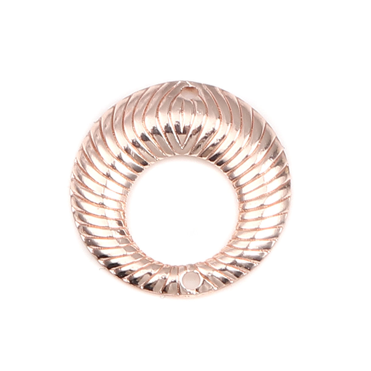 Bild von Messing Verbinder Rund Rosegold Streifen Hohl 19mm D., 5 Stück