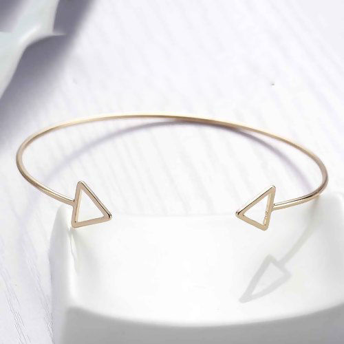 Picture of New Fashion Brass Cuff Bangles Bracelet Gold Plated Triangle 16cm(6 2/8") long, 1 Piece