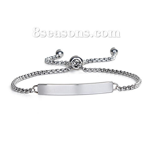 Bild von 304 Edelstahl Leere Stempeletiketten Einstellbares Slider/ Slide Armband Schieberarmband Bunt Zwei Seiten 1 Strang