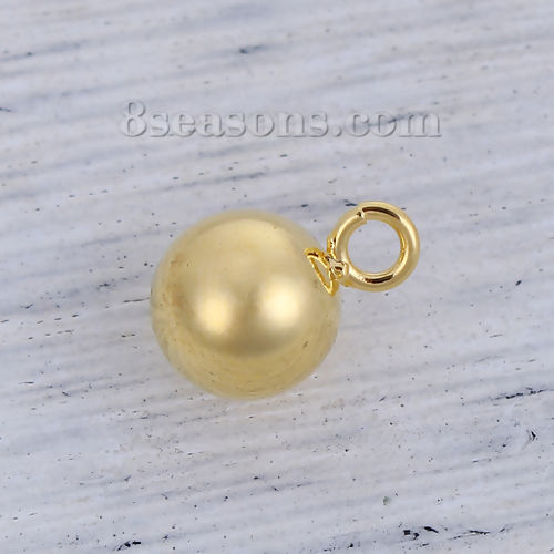 Bild von Messing Charms Metallische Kugel Vergoldet 12mm x 8mm, 5 Stück
