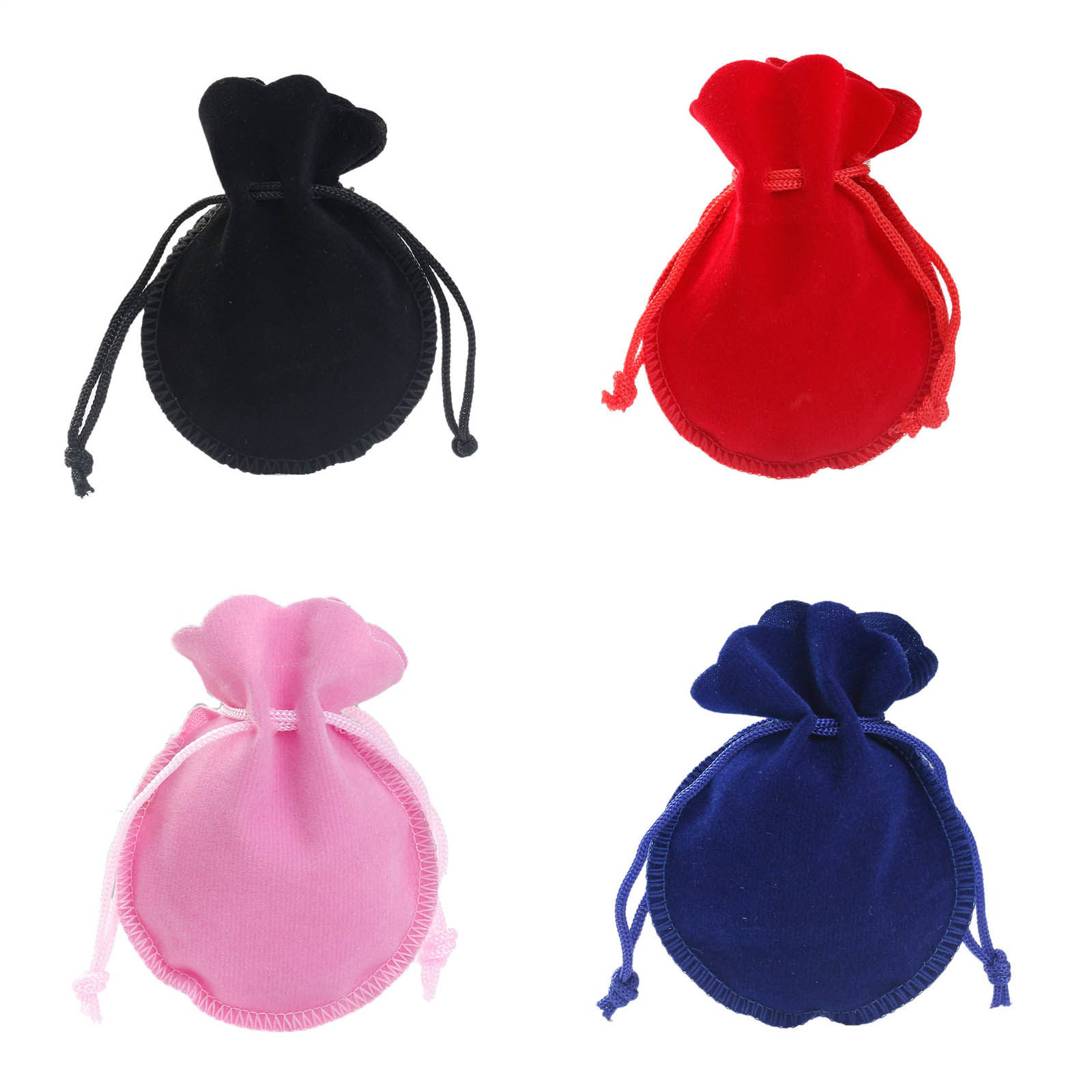 Изображение Мешочки для Бижутерий и Подарков из Фланелета 9cm x 7.5cm со Шнуром Черные,проданные 20 шт/уп