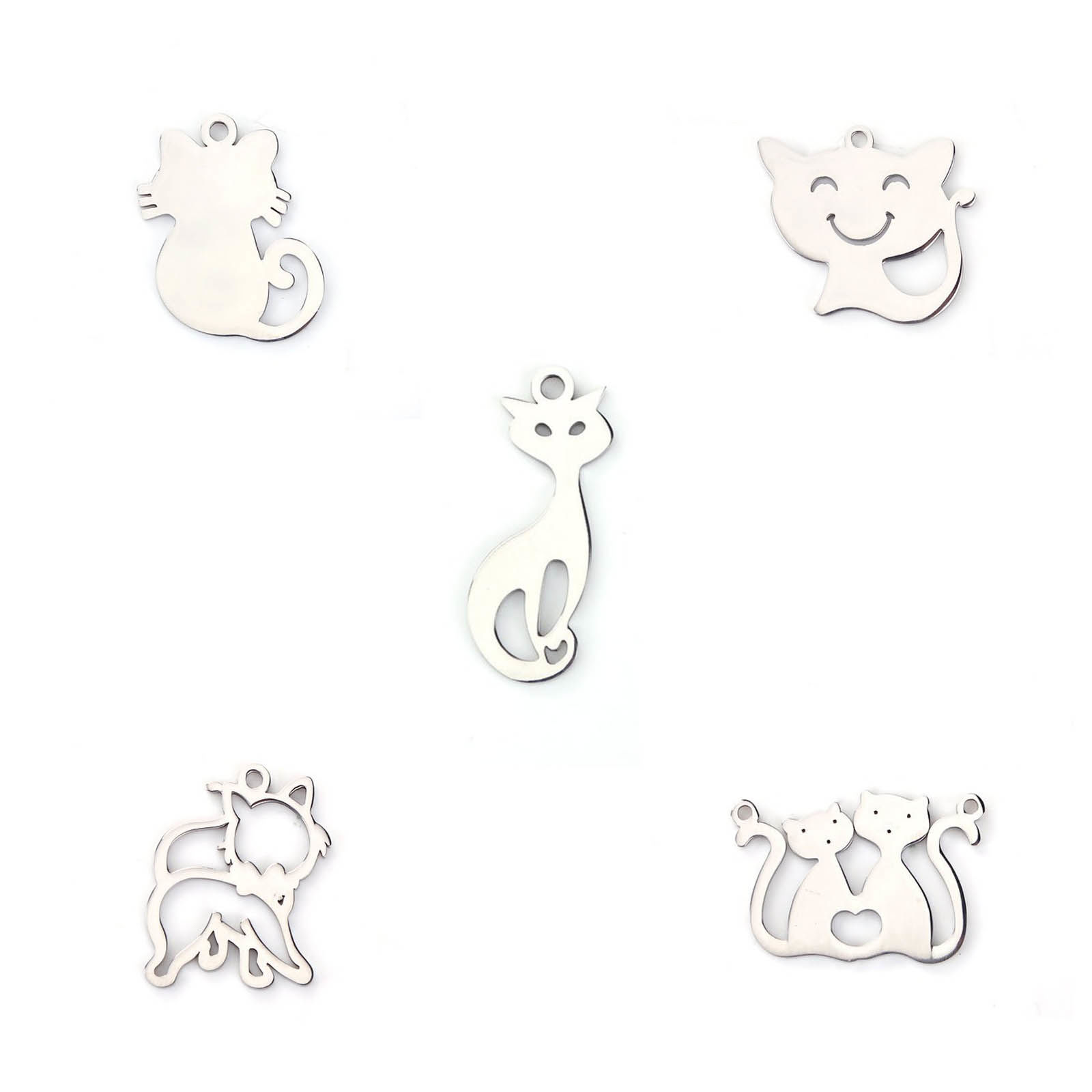 Picture of Stainless Steel Pet Silhouette Pendants Cat Animal