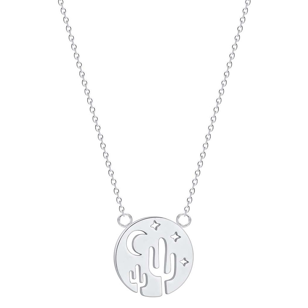 Picture of Stainless Steel Necklace Silver Tone Round Cactus 45cm(17 6/8") long, 1 Piece