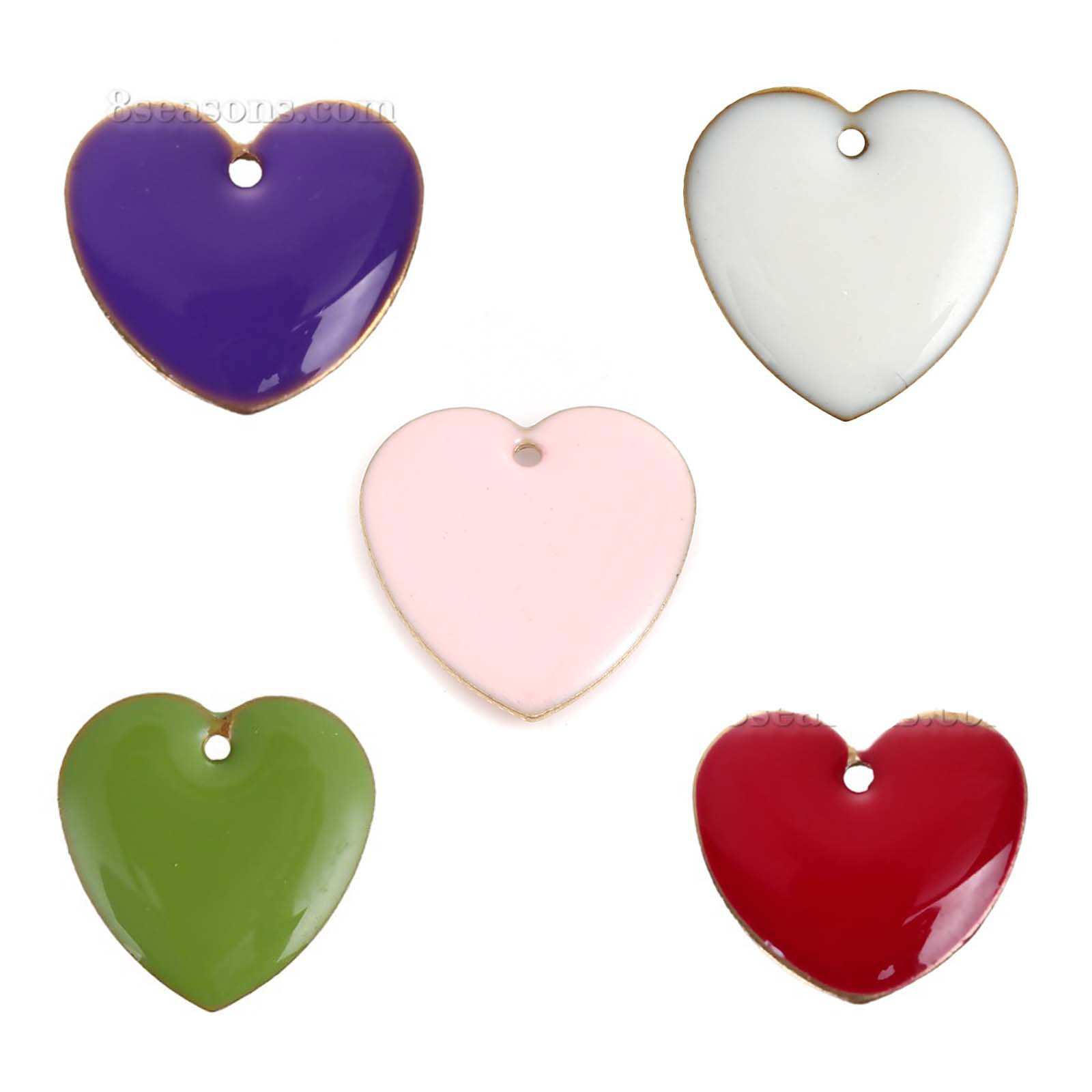 Immagine di Ottone Sequins Smaltati Charms Cuore Colore Originale Blu Marino Smalto 16mmx16mm , 10 Pz