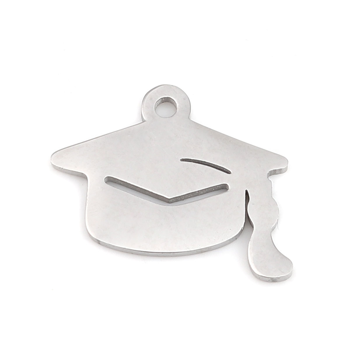 Image de Breloques en 304 Acier Inoxydable Bijoux d'Ecole Chapeau Docteur Argent Mat 20mm x 17mm , 1 Pièce