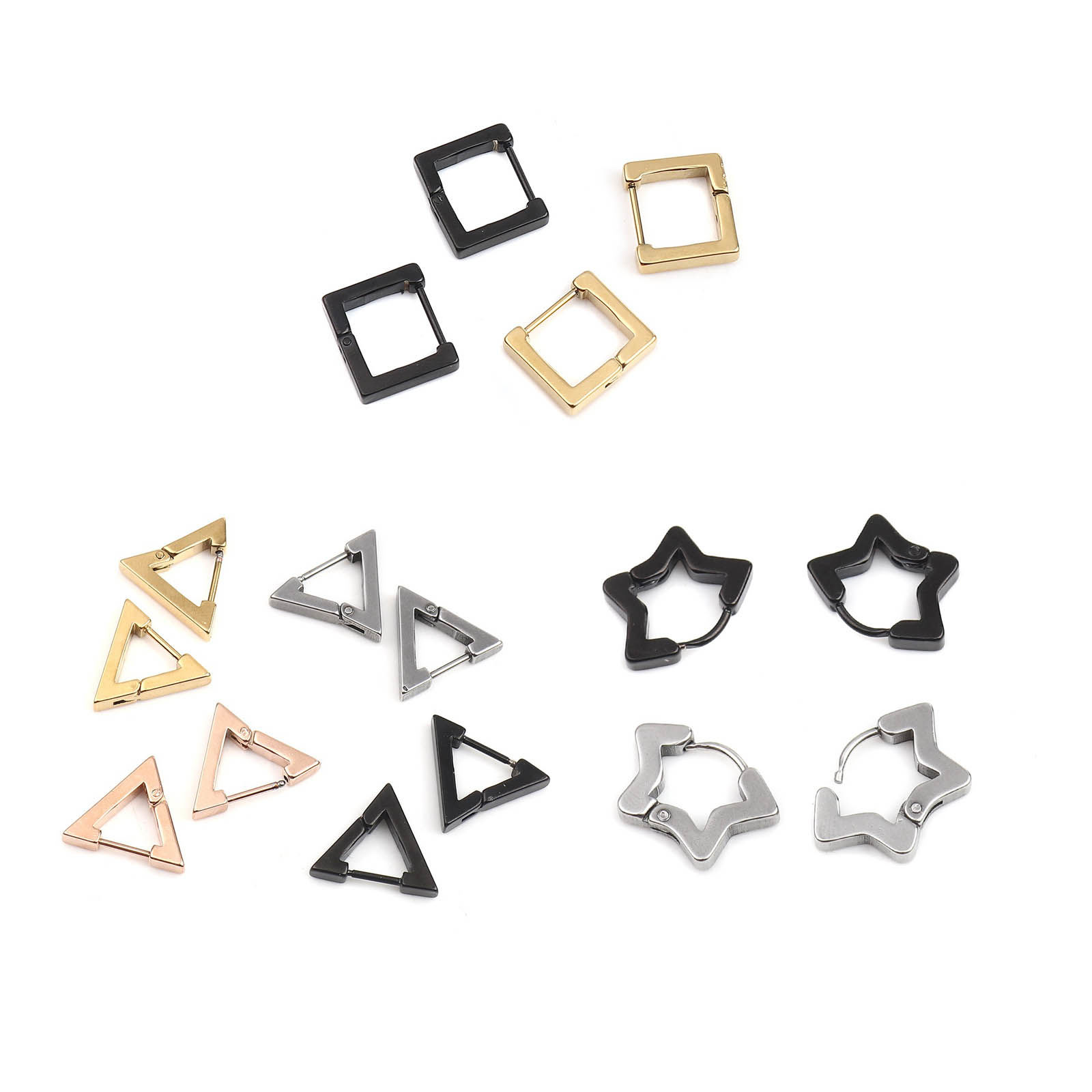 Picture of Stainless Steel Hoop Earrings Hexagon
