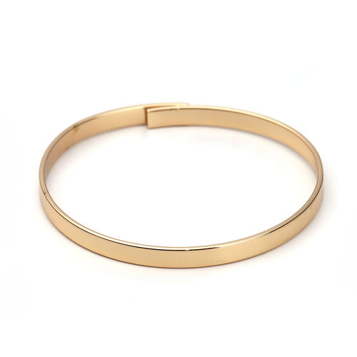Imagen de Latón Brazalete Ronda Chapado en Oro Puede Abrir 19.5cm longitud, 1 Unidad