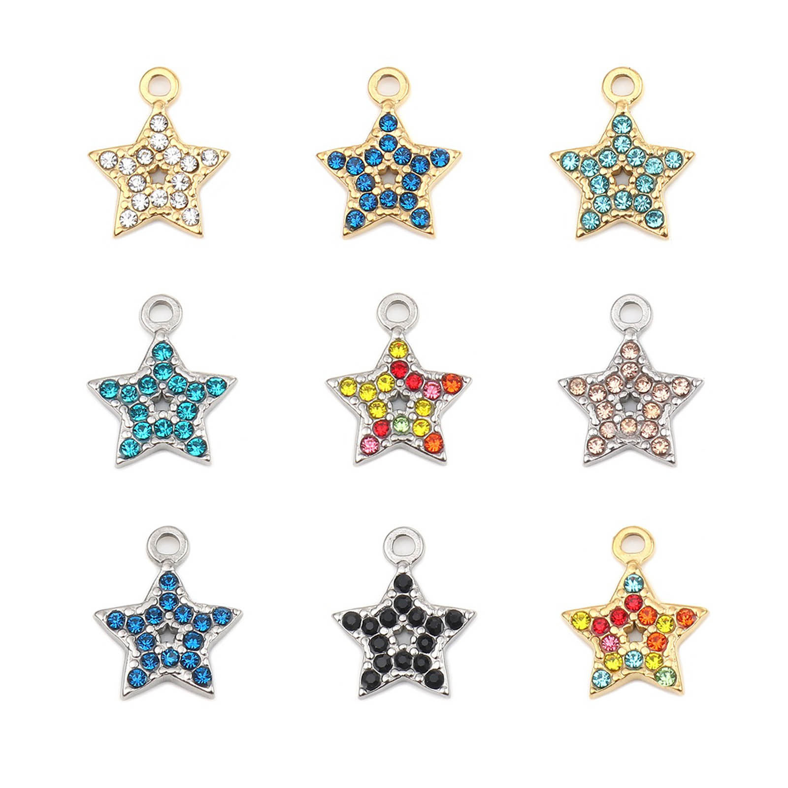 Picture of Stainless Steel Charms Pentagram Star Rhinestone