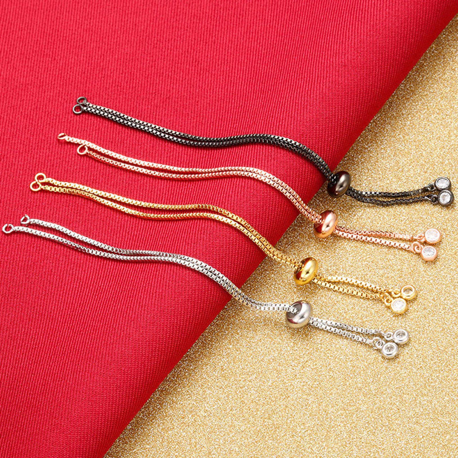 Picture of Brass & Cubic Zirconia Slider/Slide Extender Chain Filled Transparent Clear