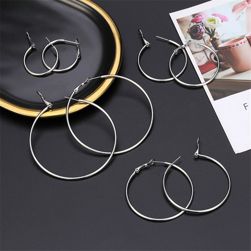 Picture of Stainless Steel Hoop Earrings Circle Ring 1 Pair