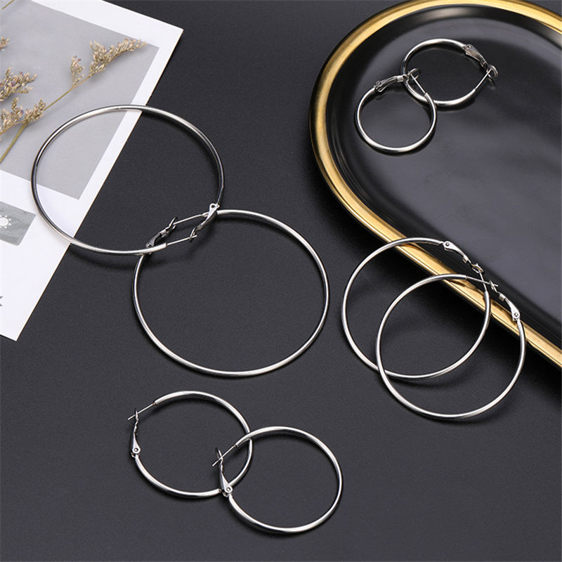 Picture of Stainless Steel Hoop Earrings Circle Ring 1 Pair