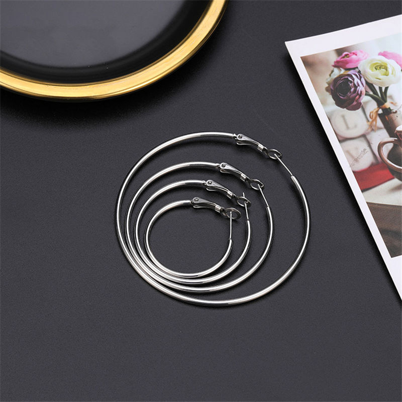 Picture of Stainless Steel Hoop Earrings Circle Ring 1 Pair