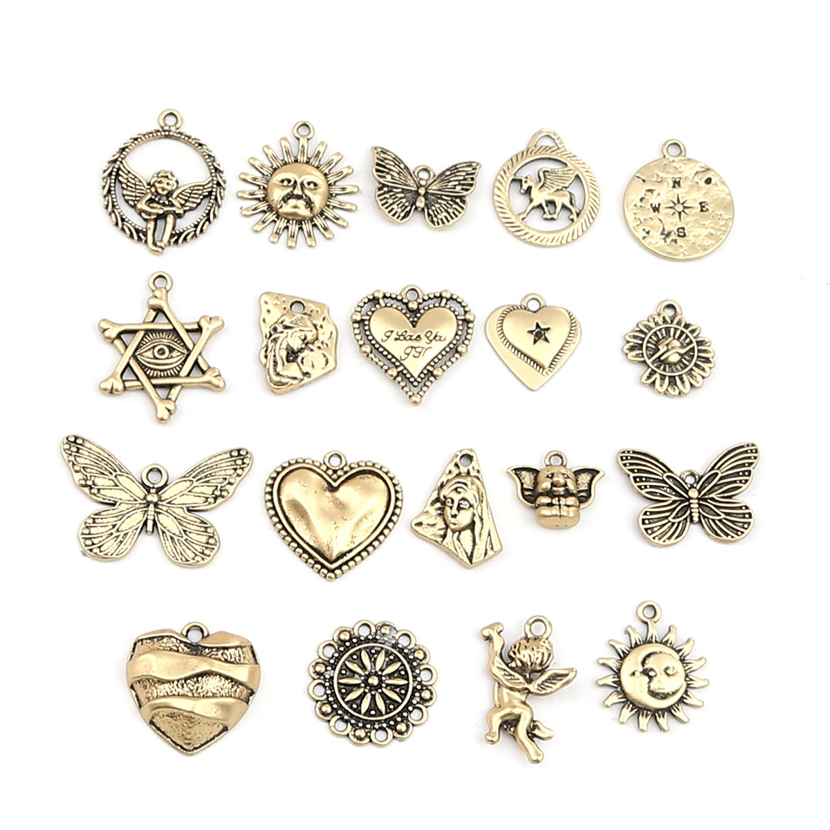 Immagine di Zinc Based Alloy Travel Charms Round Gold Tone Antique Gold 21mm x 18mm, 10 PCs