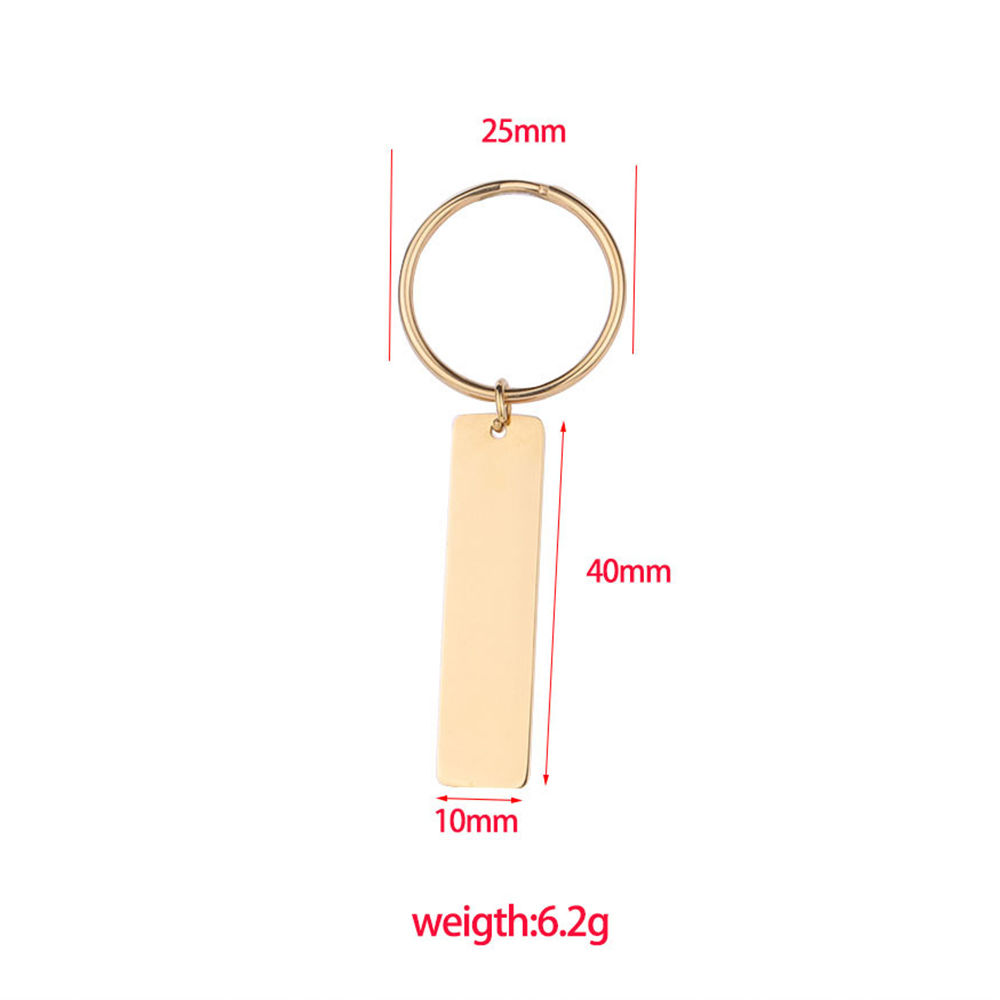 Bild von Edelstahl Leere Stempeletiketten Schlüsselkette & Schlüsselring Rechteck Poliert Zwei Seiten 65mm x 25mm, 1 Stück