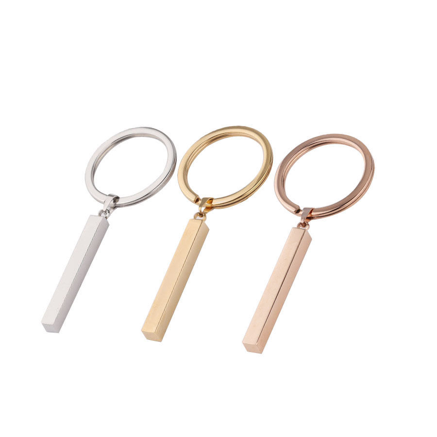 Изображение Stainless Steel Blank Stamping Tags Keychain & Keyring Multicolor Rectangle Cuboid 74mm x 30mm