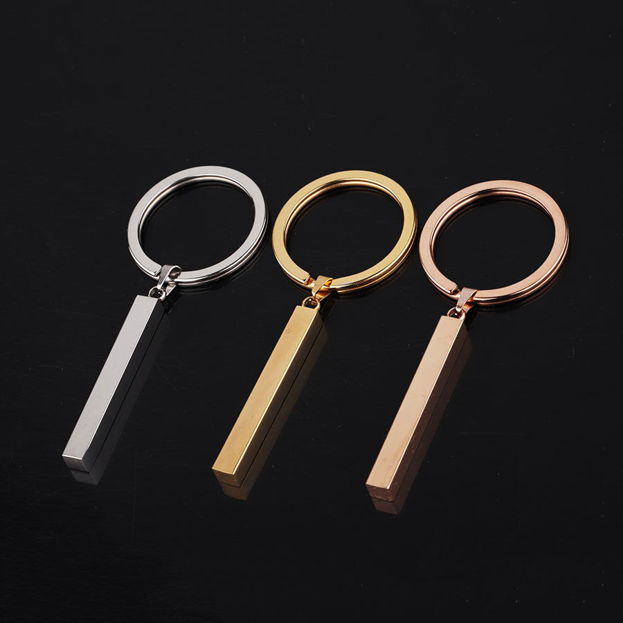 Изображение Stainless Steel Blank Stamping Tags Keychain & Keyring Multicolor Rectangle Cuboid 74mm x 30mm