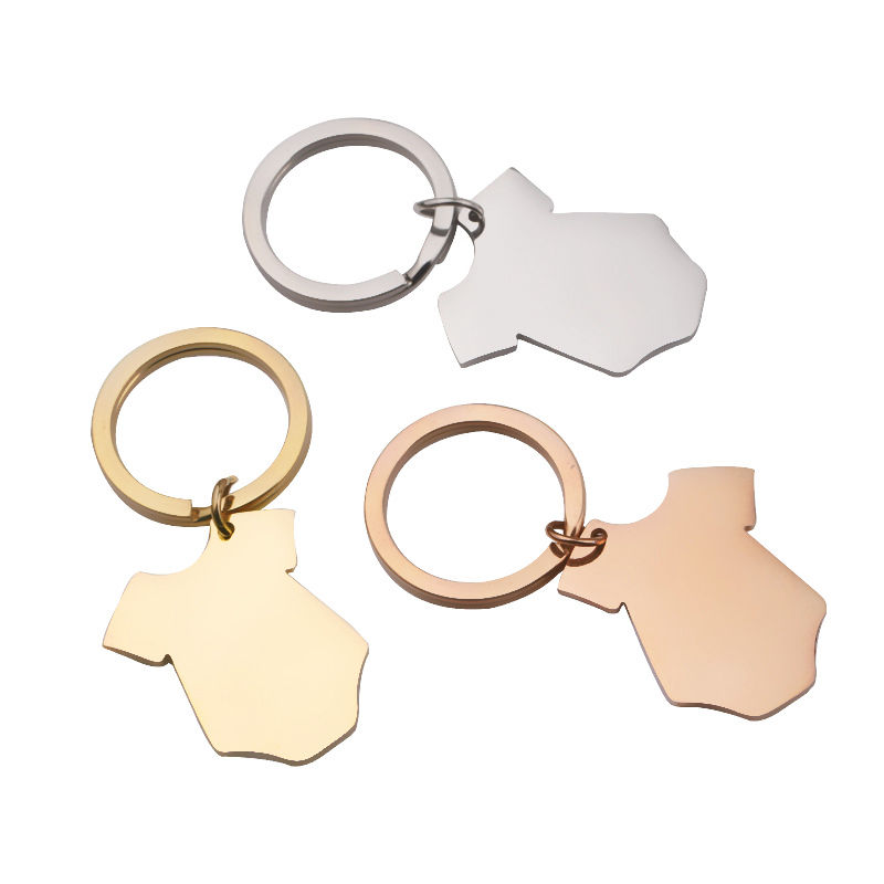 Picture of Stainless Steel Blank Stamping Tags Keychain & Keyring Multicolor Clothes 55mm x 26mm