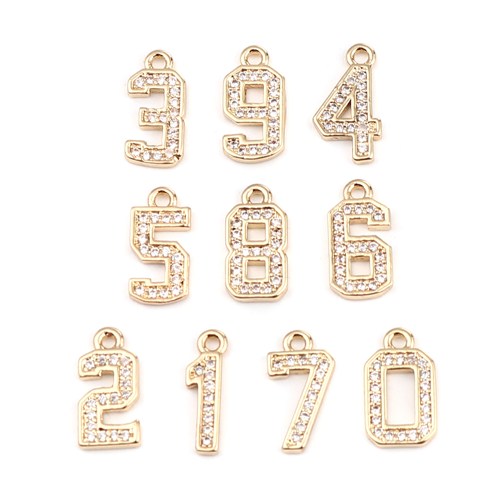 Picture of Brass Charms Gold Plated Number 13mm x 4mm, 3 PCs
