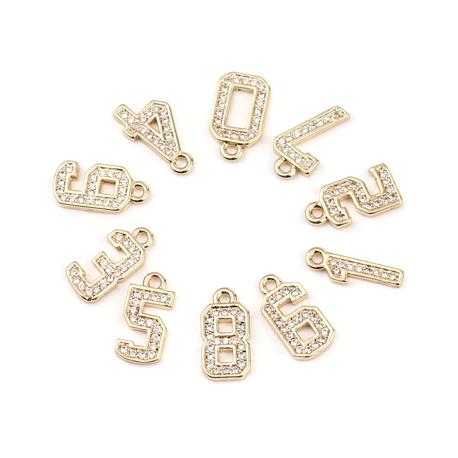 Picture of Brass Charms Gold Plated Number 13mm x 4mm, 3 PCs