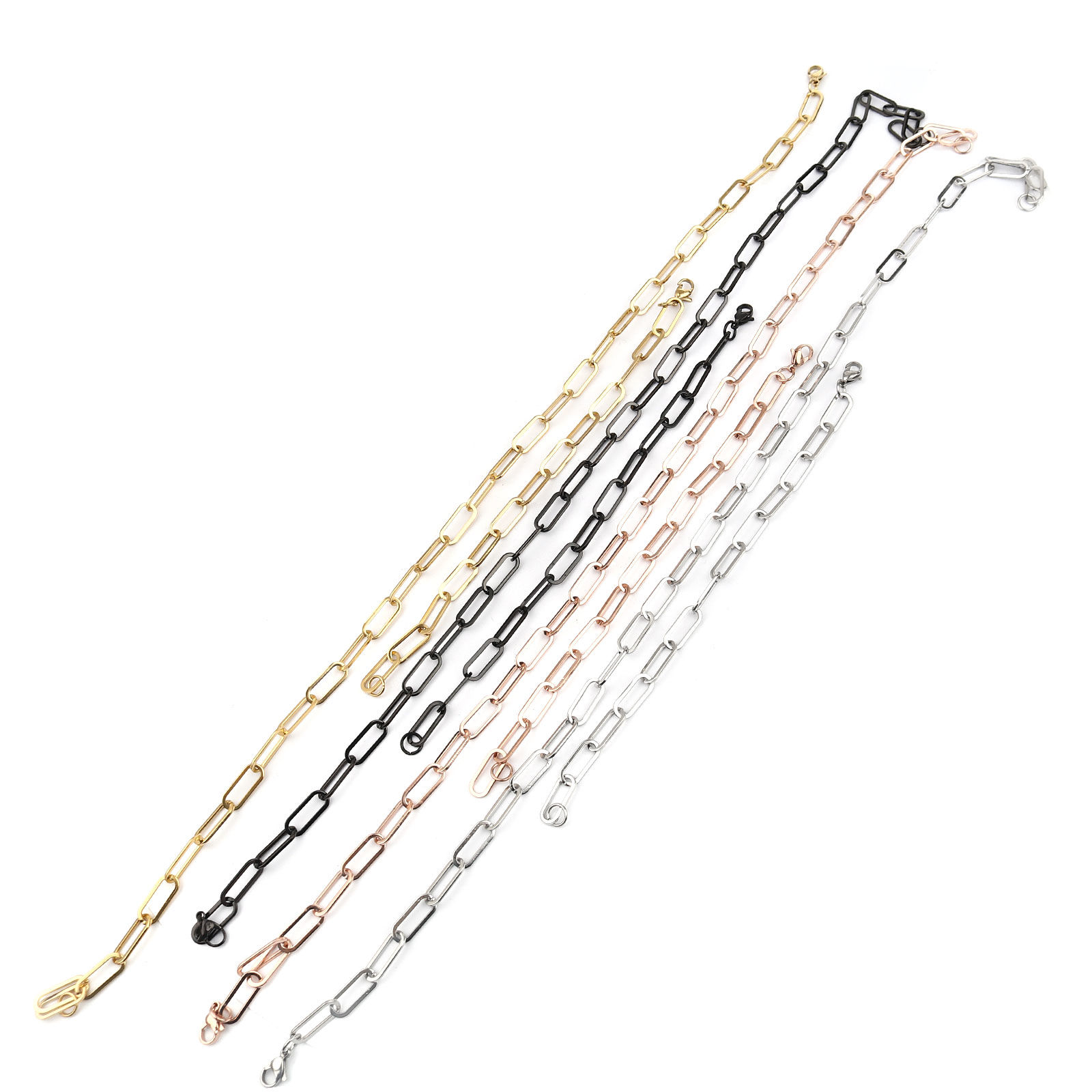 Picture of 1 Set ( 2 PCs/Set) Vacuum Plating Stainless Steel Jewelry Necklace Bracelets Set 45cm(17 6/8") long, 19.6cm(7 6/8") long