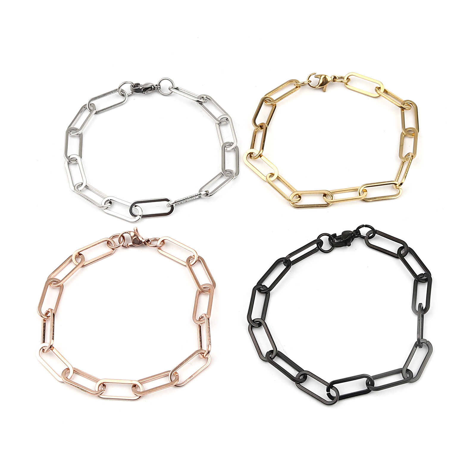 Picture of 1 Set ( 2 PCs/Set) Vacuum Plating Stainless Steel Jewelry Necklace Bracelets Set 45cm(17 6/8") long, 19.6cm(7 6/8") long
